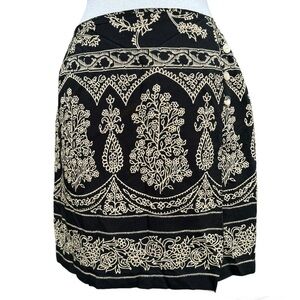L' Amadei Women's Black Print Wrap Mini Skirt Size 10